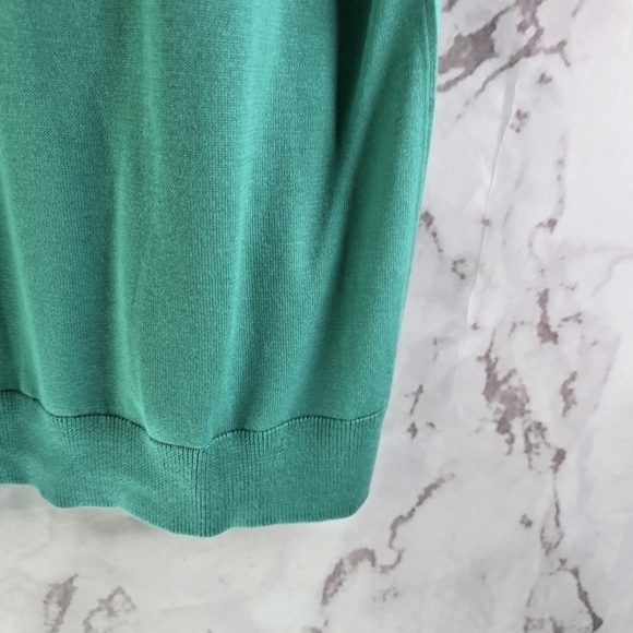 Talbots Cardigan Womens Large Green Short Sleeve Sweater Kelly Pockets - Picture 8 of 13